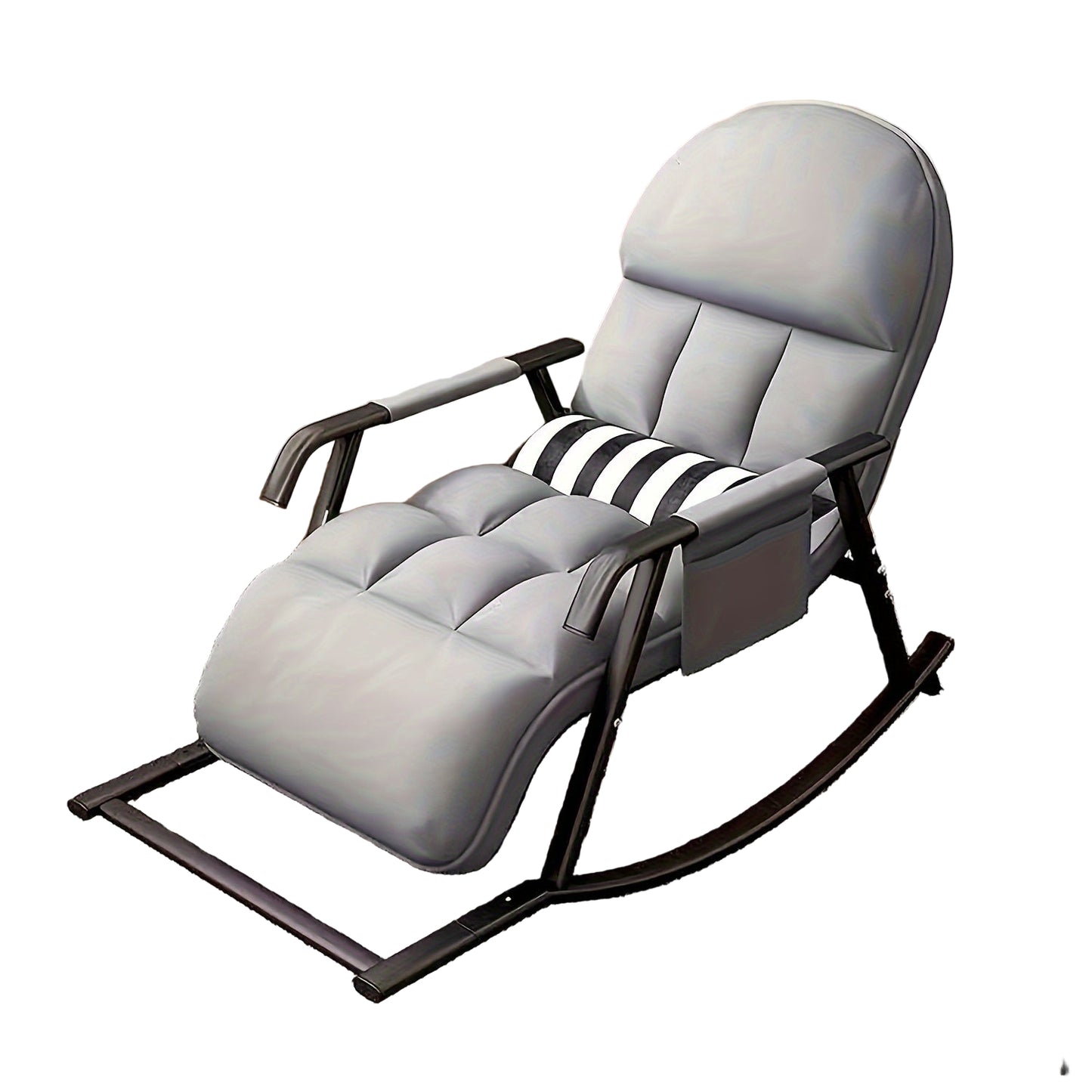 Schommelstoel – Relaxstoel – Fauteuil – Loungestoel – Verzorgingsstoel – Verstelbare Rugleuning – Zijvak En Voetensteun – Grijs