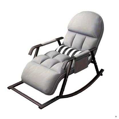 Schommelstoel – Relaxstoel – Fauteuil – Loungestoel – Verzorgingsstoel – Verstelbare Rugleuning – Zijvak En Voetensteun – Grijs