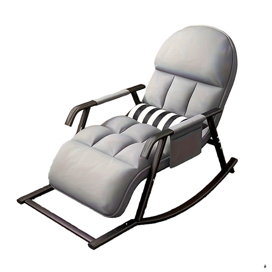 Schommelstoel – Relaxstoel – Fauteuil – Loungestoel – Verzorgingsstoel – Verstelbare Rugleuning – Zijvak En Voetensteun – Grijs