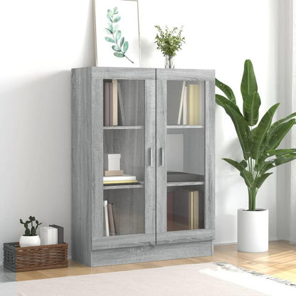Vitrinekast – Opbergkast – Displaykast – Wandkast – Boekenkast – Grijs – Compacte Afmetingen 82,5x30,5x115cm – Stevig Materiaal
