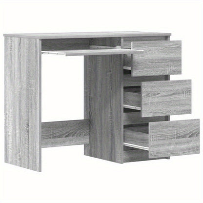 Bureau – Schrijftafel – Computertafel – Werkplek – Studieplek – Modern Design – 90x45x76 cm – Gemaakt van Duurzaam Hardwood – 2 Lades Met Open Planken – Gemakkelijk Montage – Mixed Color Afwerking