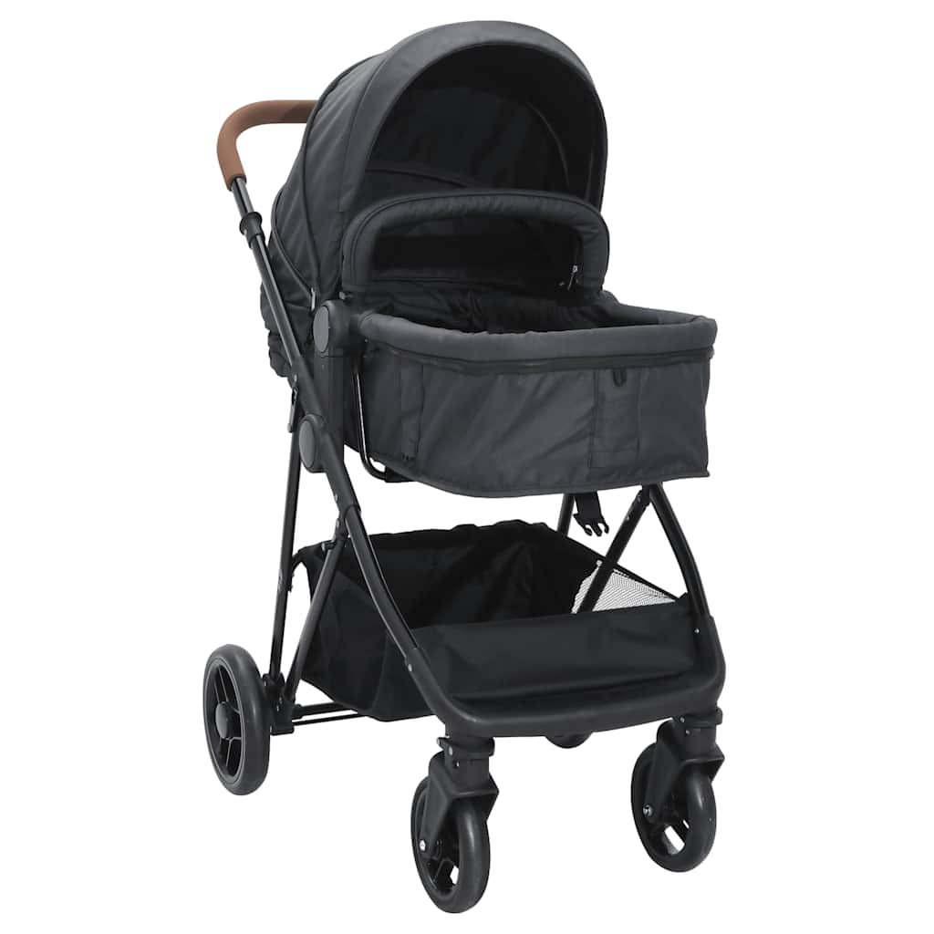 Kinderwagen – Buggy – Wandelwagen – Babywagen – 2-in-1 Kinderwagen Anthracite – Stevig Stalen Frame – Verstelbare Zit- en Ligpositie