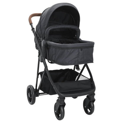 Kinderwagen – Buggy – Wandelwagen – Babywagen – 2-in-1 Kinderwagen Anthracite – Stevig Stalen Frame – Verstelbare Zit- en Ligpositie