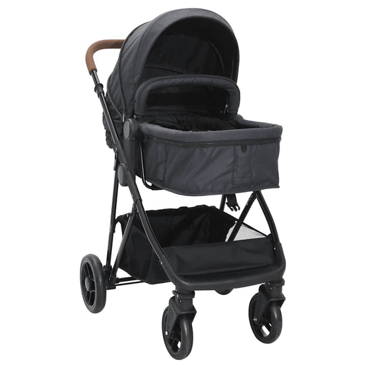 Kinderwagen – Buggy – Wandelwagen – Babywagen – 2-in-1 Kinderwagen Anthracite – Stevig Stalen Frame – Verstelbare Zit- en Ligpositie