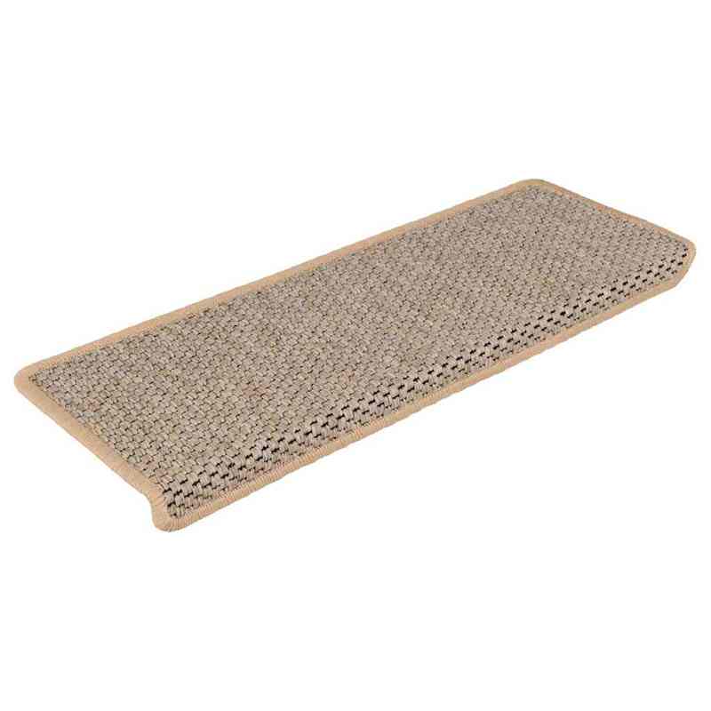 Trapmatten Zelfklevend – Trapbekleding – Antislip Trapmat – Trapstroken – Trapstickers – Beige Sisal Look – Set 15 Stuks – 65x21x4 cm – 5,3 mm Dikte – Duurzaam en Makkelijk Te Installeren