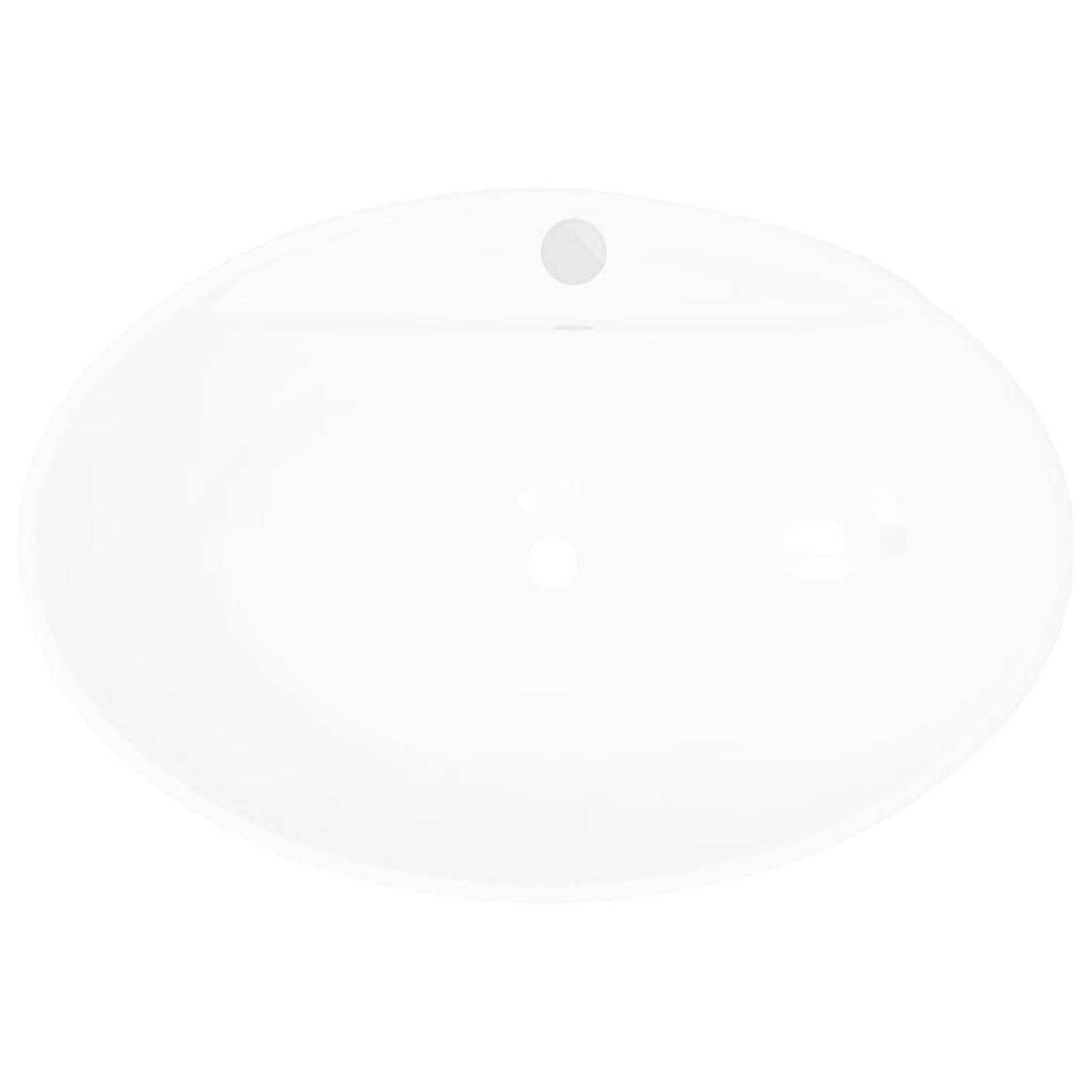 Keramische Wastafel – Ovalen Wasbak – Lavabo – Badkamer Kom – Waskom Met Overloop – Met Kraangat – Hoogwaardig Materiaal – Moderne Luxe Design