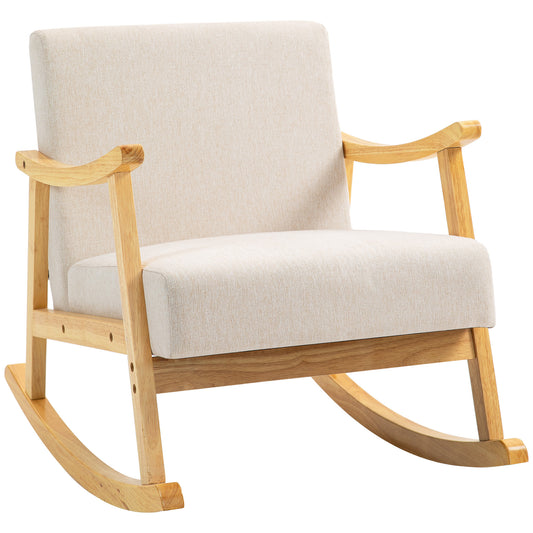 Schommelstoel – Relaxstoel – Wiegstoel – Schommelstoel Voor Baby’s – Loungestoel – Beige – Ergonomisch Design – Anti-Slip Poten
