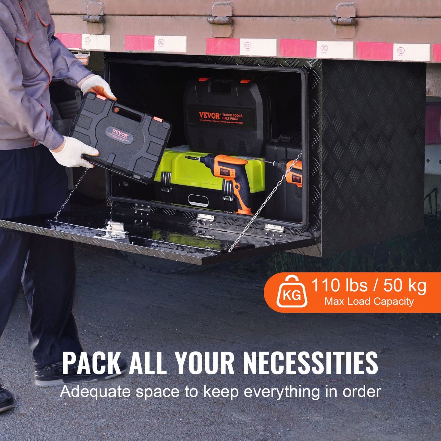 Aluminium Kist – Opbergbak – Gereedschapskoffer – Opbergbox – Transportkist – 1219x432x457 mm – Waterdicht En Vergrendelbaar