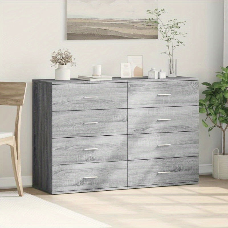 Sideboards – Dressoir – Kast – Opbergmeubel – Wandmeubel – Set van 2 – 60x39x80 cm – Bewerkt Hardhout – Grijs Sonoma – Verwijderbare Planken – Ruimtebesparend