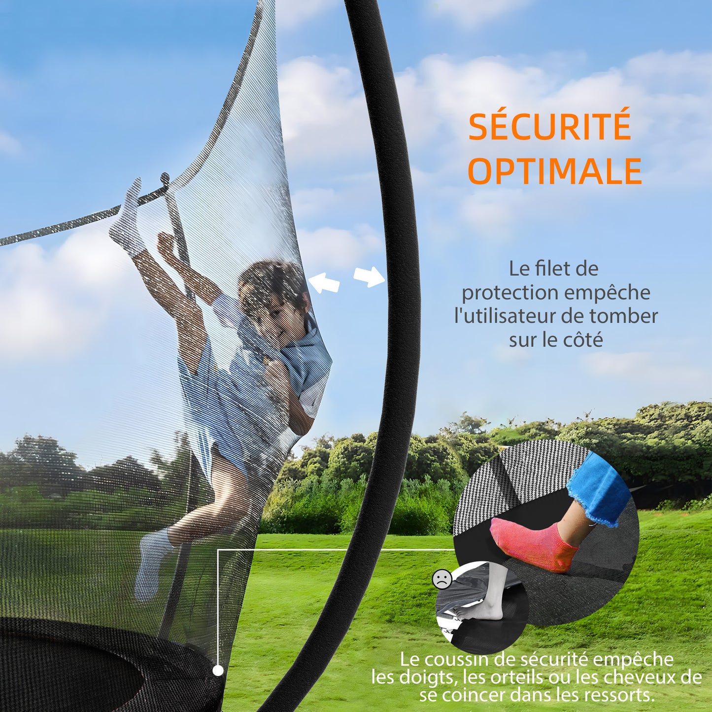Tuintrampoline – Springkussen – Outdoor Trampoline – Speeltoestel – Veiligheidstrampoline – Ø 305 cm – Veiligheidsnet – 54 Stalen Veren – U-vormige Stalen Poten