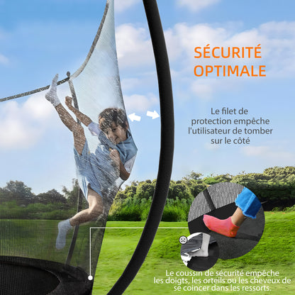 Tuintrampoline – Springkussen – Outdoor Trampoline – Speeltoestel – Veiligheidstrampoline – Ø 305 cm – Veiligheidsnet – 54 Stalen Veren – U-vormige Stalen Poten