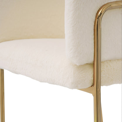 Fauteuil – Lounge Chair – Accentstoel – Relaxstoel – Zitstoel – Witte Kunstlederen Bekleding – Stevig Metalen Frame