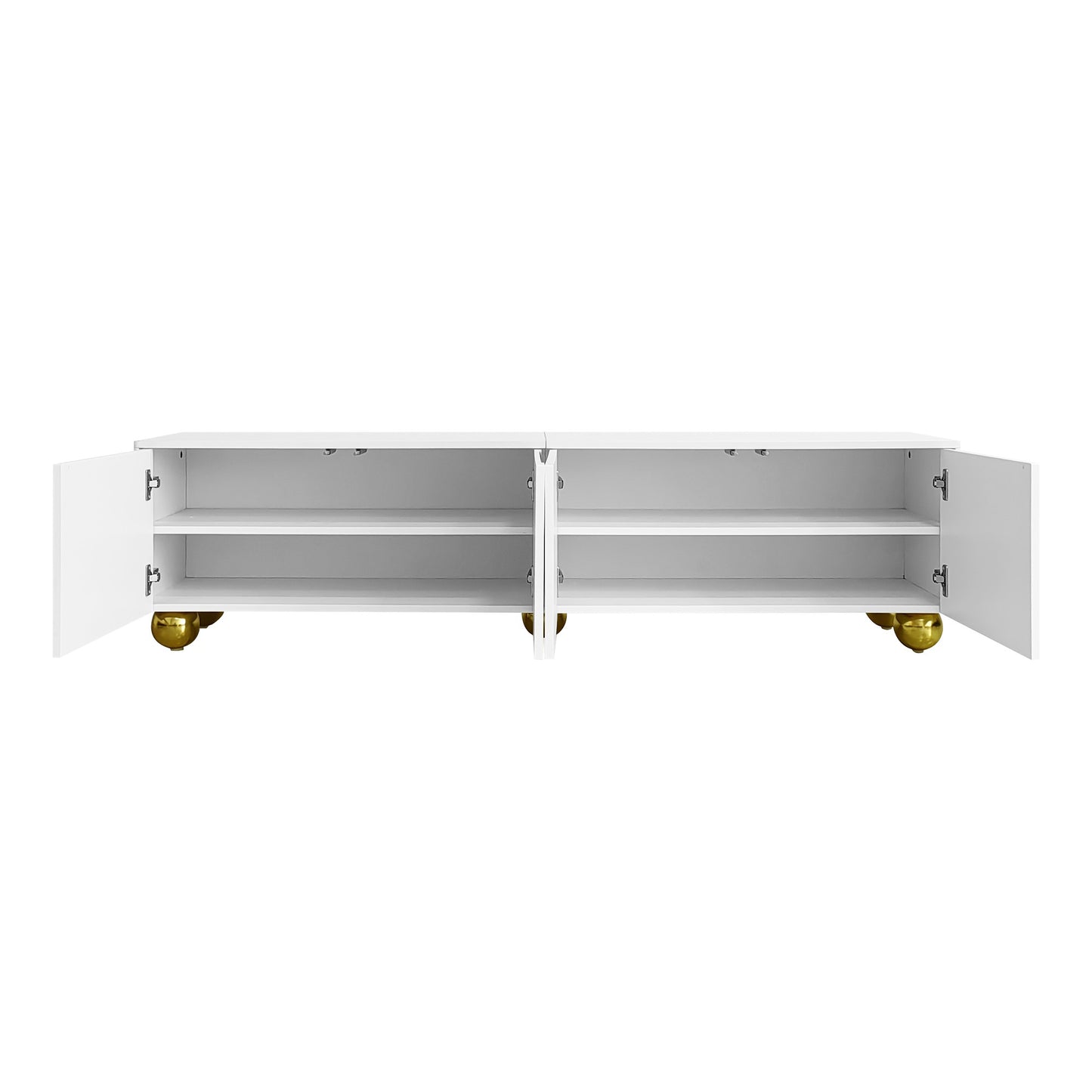 TV Meubel – Lowboard – TV Kast – Sideboard – Mediameubel – Wit Goud – Push-Open Deuren – 170x38x44 cm
