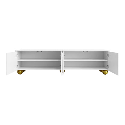 TV Meubel – Lowboard – TV Kast – Sideboard – Mediameubel – Wit Goud – Push-Open Deuren – 170x38x44 cm