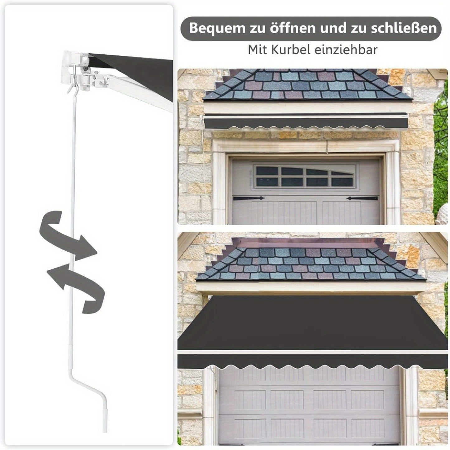 Verstelbare Zonwering – Knikarmscherm – Terrasdoek – Balkonzonwering – Uitschuifbare Luifel – Aluminium Frame – 3,6x3 Meter – Verstelbare Hoek 40°-100°