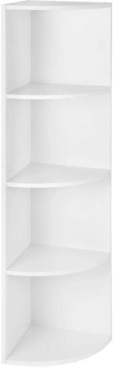 Hoekkast - Hoekdressoir - Kastmeubel - Kastopslag - 4 niveaus - 30 cm x 129,5 cm x 30 cm - Wit