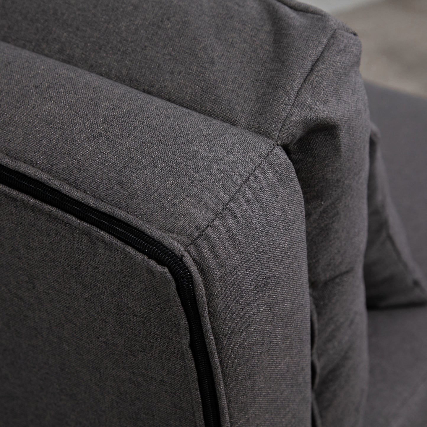 Vloersofa – Vloerstoel – Slaapbank – Relaxstoel – Loungefauteuil – 2-in-1 Opvouwbaar Bed – Verstelbare Rugleuning – Linnen Bekleding – Donkergrijs