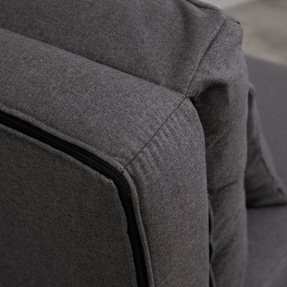 Vloersofa – Vloerstoel – Slaapbank – Relaxstoel – Loungefauteuil – 2-in-1 Opvouwbaar Bed – Verstelbare Rugleuning – Linnen Bekleding – Donkergrijs