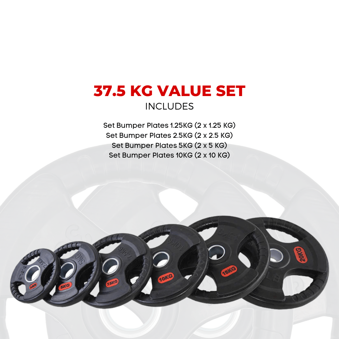Weight Plate Value Set – Tri-Grip Rubber-Coated Cast Iron – 37.5KG, 107.5KG, 147.5KG, 290KG – 50mm Hole for Strength Training, Powerlifting, CrossFit & Home Gym