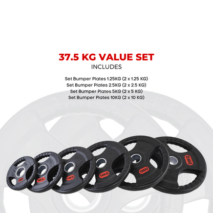 Weight Plate Value Set – Tri-Grip Rubber-Coated Cast Iron – 37.5KG, 107.5KG, 147.5KG, 290KG – 50mm Hole for Strength Training, Powerlifting, CrossFit & Home Gym