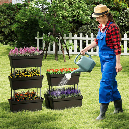 Verticale Plantenbak – Stapelbare Bloembak – Moestuinbak – Balkonkast – Plantentoren – Weerbestendig PP – 6 Stuks Compact Modular