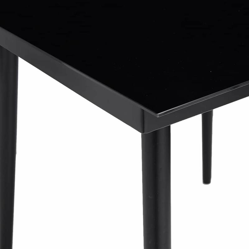 5-delige tuinset – tuintafel set – tuinmeubilair – tuinmeubels – buitentafel – zwart poly rattan – gehard glazen blad – duurzaam metalen frame