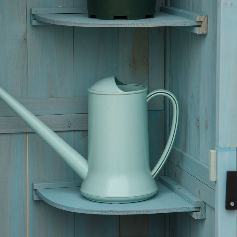 Tuinopbergkast – Tuinkast – Tuinbergruimte – Tuinschuur – Opbergbox – Hout – Lichtblauw Met Groen Dak – Weerbestendig – 179x54x77 cm