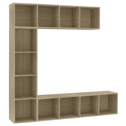Boekenkast – Boekenkast Vakkenkast – Mediamuur – Wandkast – Sonoma Eikenlook – 12 Compartimenten – Hoogwaardig Vochtbestendig Hout