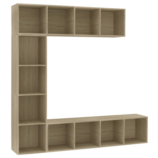 Boekenkast – Boekenkast Vakkenkast – Mediamuur – Wandkast – Sonoma Eikenlook – 12 Compartimenten – Hoogwaardig Vochtbestendig Hout
