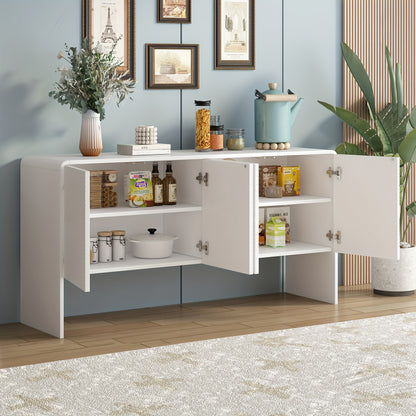 Sideboard, Sideboard, Minimalist Style Large Storage Sideboard with 4 Doors for Living Room And Entrance Area, 152.5*40*76.5 Cm, White
