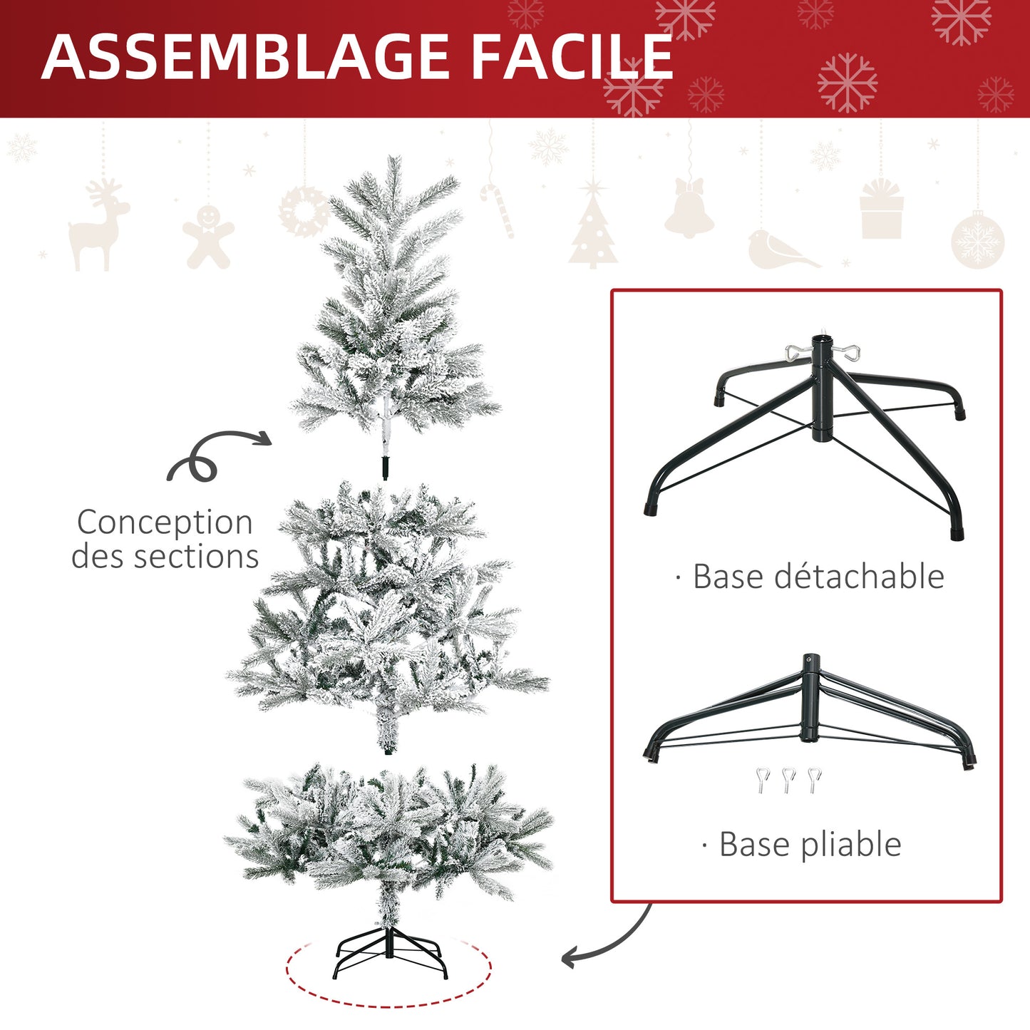 Kunstkerstboom – Nepboom – Sneeuwboom – Kerstboom Wit – Imitatie Nordmann – 180 Cm Hoog – 521 Sneeuwtakken