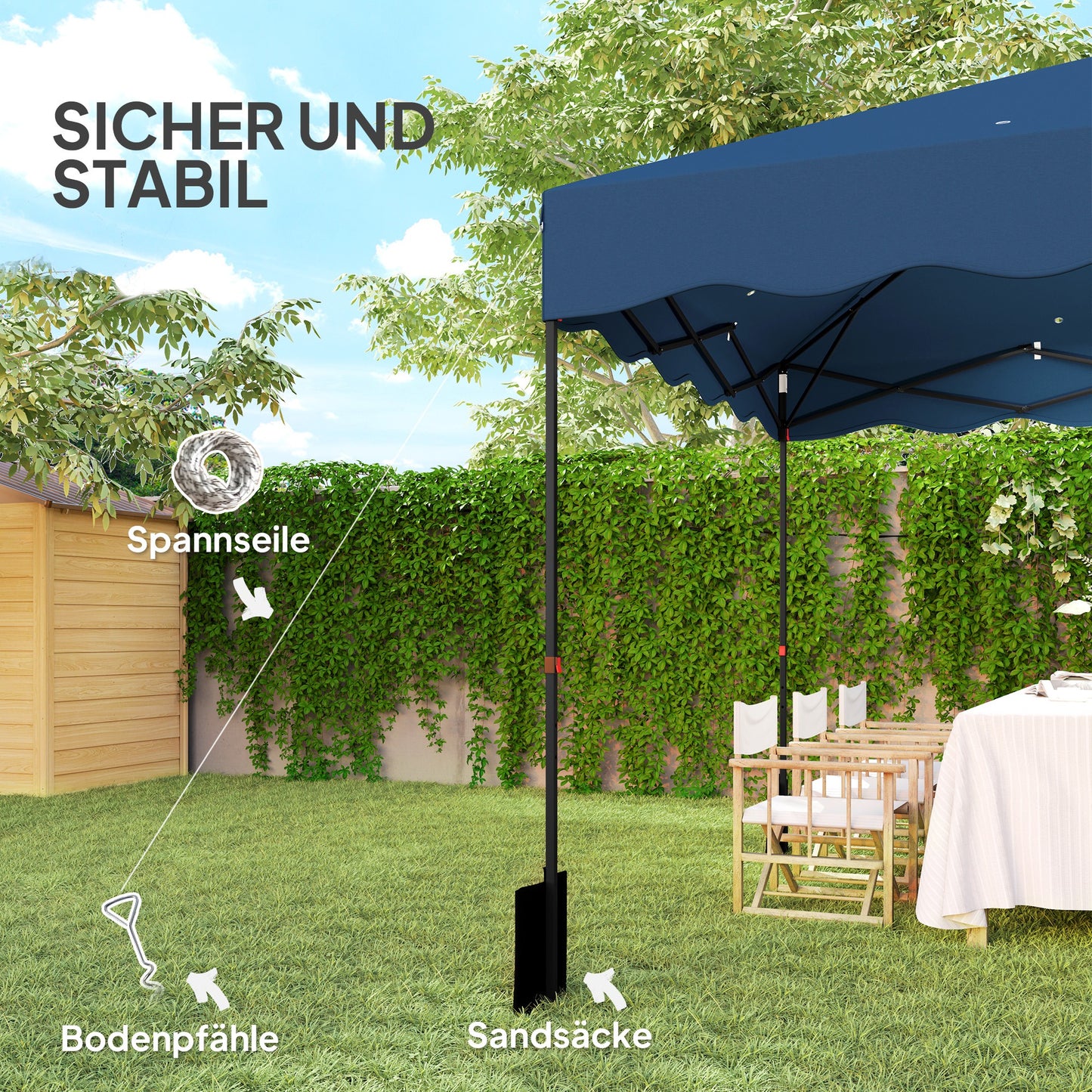 Partytent – Paviljoen – Feesttent – Tuinent – Vouwtent – 3x3 Meter – Waterdicht Oxford Stof Met UPF50+ UV-Bescherming