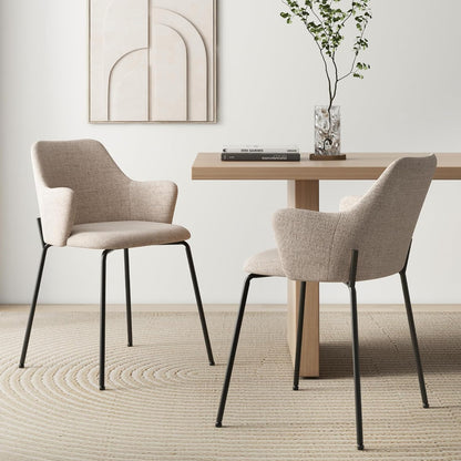 Eetkamerstoelen – Stoelen – Kuipstoelen – Keukenstoelen – Gestoffeerde Stoelen – Wit – Ergonomisch Gebogen Rugleuning – Stevig Metalen Frame Tot 150 Kg