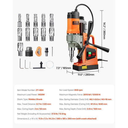 Magnetische Boormachine – Magneetboor – Metaalboormachine – Boorpers – Draagbare Boormachine – 1450W Motor – 12500N Boorkoppel