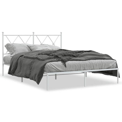 Modern Minimalist Bed Frame with Headboard - Heavy-Duty All-Metal Construction, Tool-Free Assembly, Easy-Clean Surface - Queen Size (140x200cm/55x79") Platform Bed Frame for Small to Large Bedrooms - Ideal for Modern, Industr