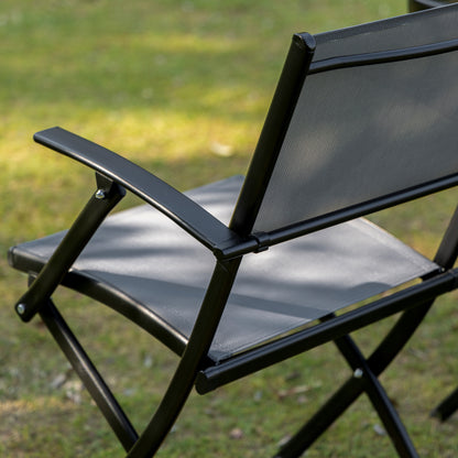 Bistroset – Balkonset – Tuinset – Tuinmeubelen – Zitgroep – Metaal Gepoedercoat – Inklapbaar Met Gehards Glasblad