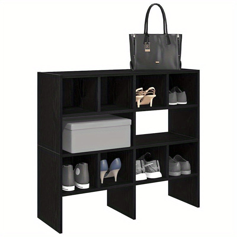 Shoe Racks 2pcs Stackable 89.5X30X40 Cm Black Oak Color Durable And Easy to Assemble, Keep Your Shoes Organized And Within Reach with Our Shoe Racks.