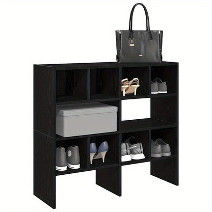 Shoe Racks 2pcs Stackable 89.5X30X40 Cm Black Oak Color Durable And Easy to Assemble, Keep Your Shoes Organized And Within Reach with Our Shoe Racks.