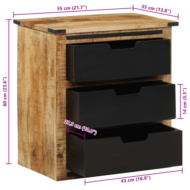3-Drawer Dining Cabinet with Lockable Doors - Heavy-Duty Wood Construction, 55x35x60cm Modern Farmhouse Style Storage Cabinet for Kitchen, Dining Room, Living Room, Entryway - Easy Assembly Required