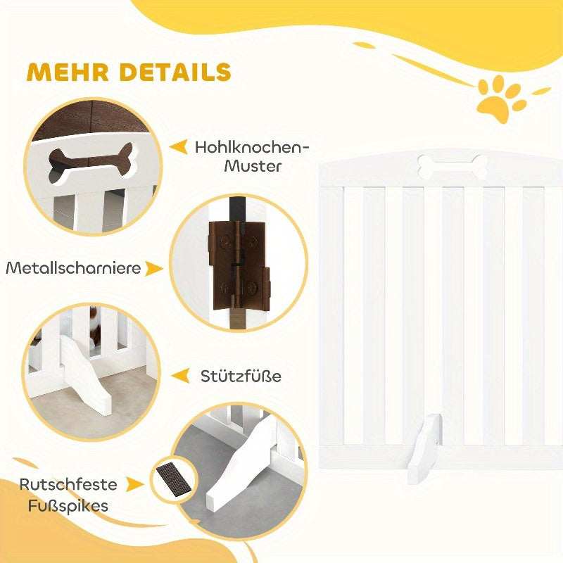 Hondenhek – Puppyhek – Hondenbarrière – Huisdierhek – Hondenafscheiding – Vouwdeur Met 4 Panelen – Anti-Slip Voetjes – Modern Wit Design – Stevig En Gemakkelijk Te Monteren