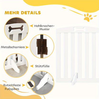 Hondenhek – Puppyhek – Hondenbarrière – Huisdierhek – Hondenafscheiding – Vouwdeur Met 4 Panelen – Anti-Slip Voetjes – Modern Wit Design – Stevig En Gemakkelijk Te Monteren