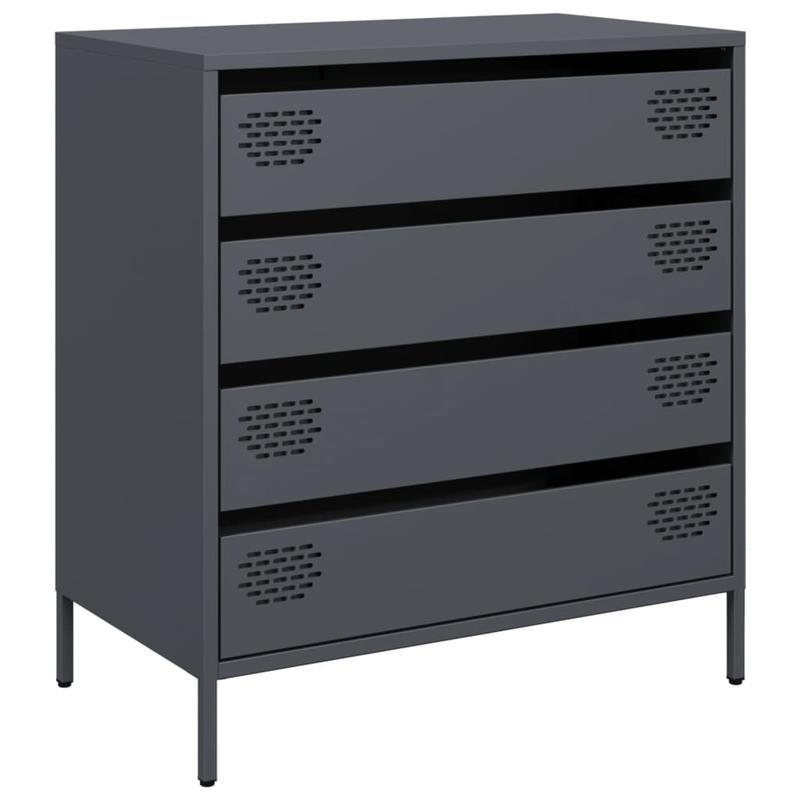 Modern Minimalist Sideboard Cabinet - Cold-Rolled Steel Construction, 3 Drawers, Heavy-Duty Storage for Living Room, Office, Dining Area - Easy Assembly Required - Anthracite Grey Finish, Living Room Storage