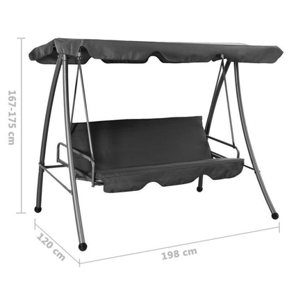 Schommelstoel – Swing Stoel – Hangstoel – Rocking Chair – Relaxstoel – Antraciet – Stalen Frame – 192x118x175 cm Canopy