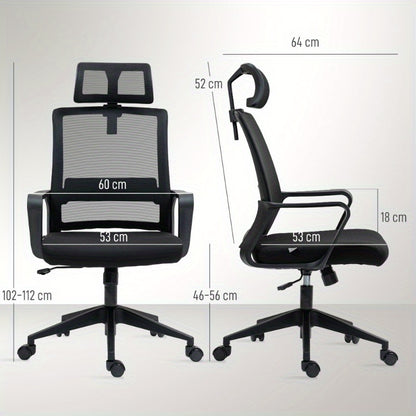 Bureaustoel – Office Chair – Draaistoel – Gamestoel – Werkstoel – Ergonomisch Design – Verstelbare Hoofdsteun – Ademend Mesh Materiaal