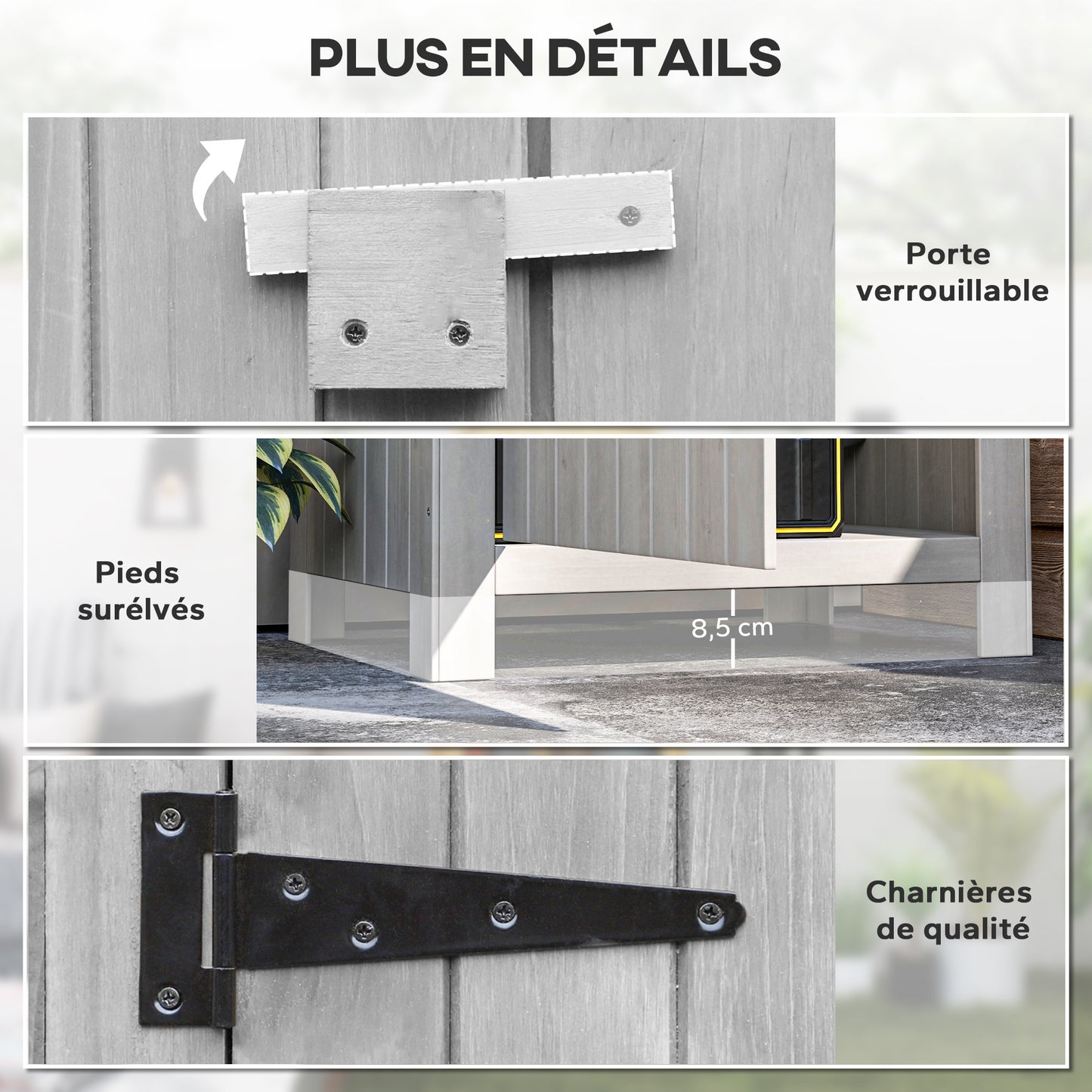 Houten Tuinhuis – Tuinkast – Tuinschuur – Berging – Opberghuis – Weerbestendig – 3 Planken – Grijs – Compact 77,5x54,2x179,5 cm