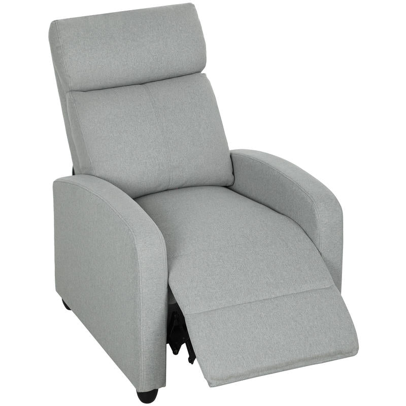 Relaxfauteuil – Lounge Chair – Verstelbare Fauteuil – Relaxstoel – Zitfauteuil – Lichtgrijs – Handmatig Kantelbaar Tot 135° – Uitschuifbare Voetensteun