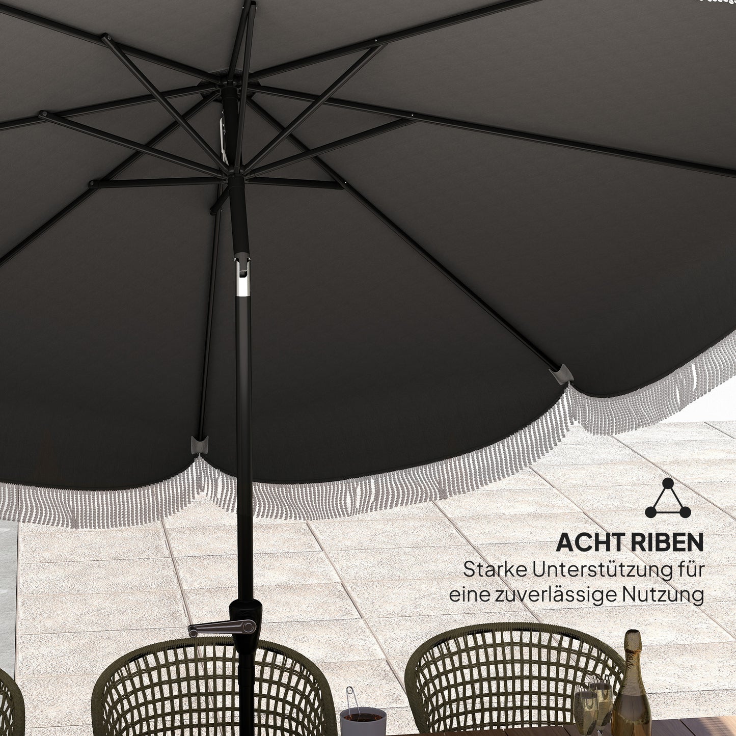 Parasol – Stokparasol – Balkonparasol – Tuinparasol – Zweefparasol – Ø269 cm – UV Bescherming UPF 30+ – Kantelbaar Donkergrijs