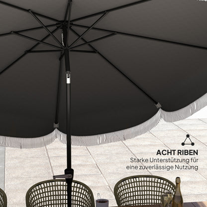 Parasol – Stokparasol – Balkonparasol – Tuinparasol – Zweefparasol – Ø269 cm – UV Bescherming UPF 30+ – Kantelbaar Donkergrijs