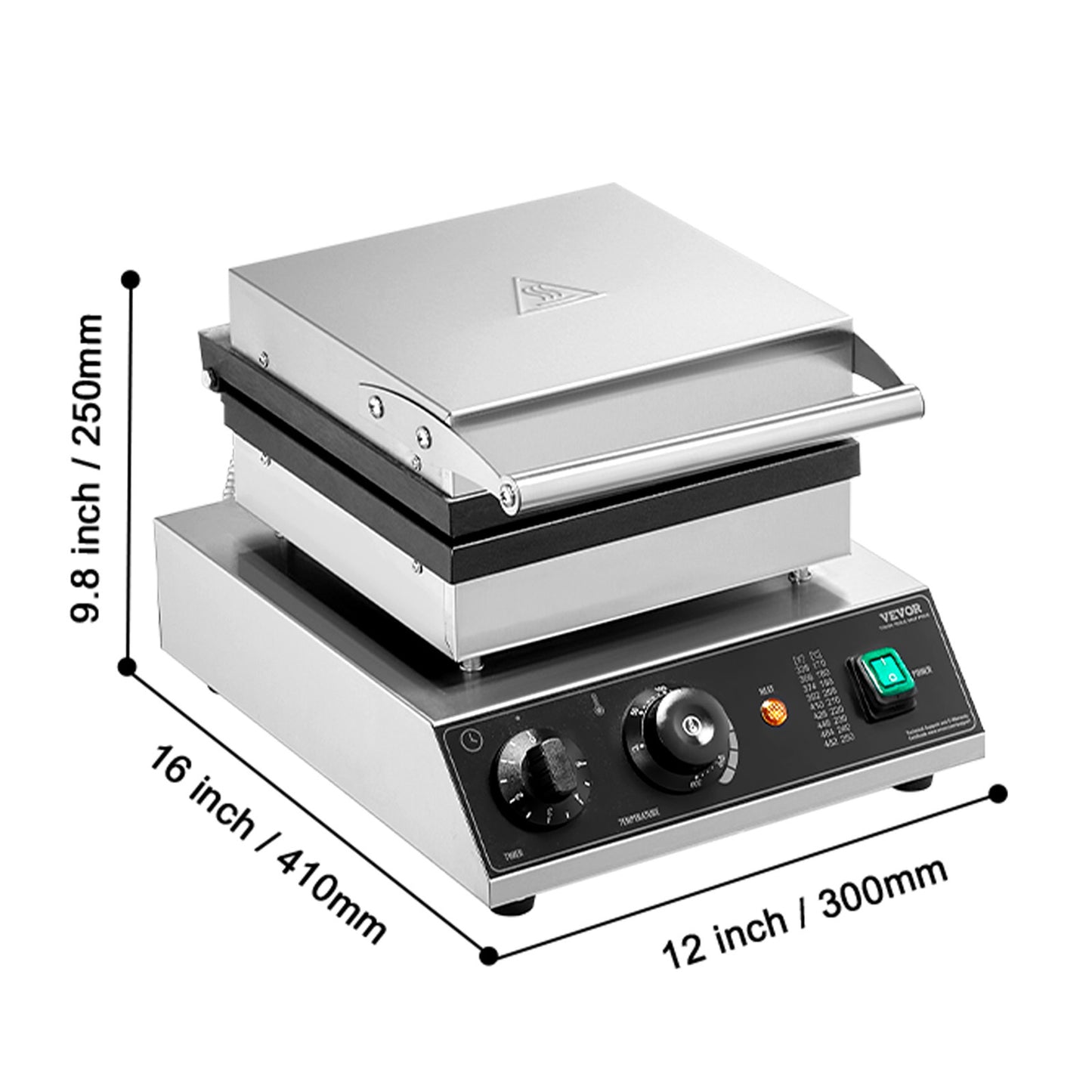 Wafelmaker – Wafelijzer – Wafelapparaat – Wafelmachine – Rechthoekige Wafels – 2000W Vermogen – RVS Behuizing Met Instelbare Temperatuur