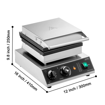 Wafelmaker – Wafelijzer – Wafelapparaat – Wafelmachine – Rechthoekige Wafels – 2000W Vermogen – RVS Behuizing Met Instelbare Temperatuur